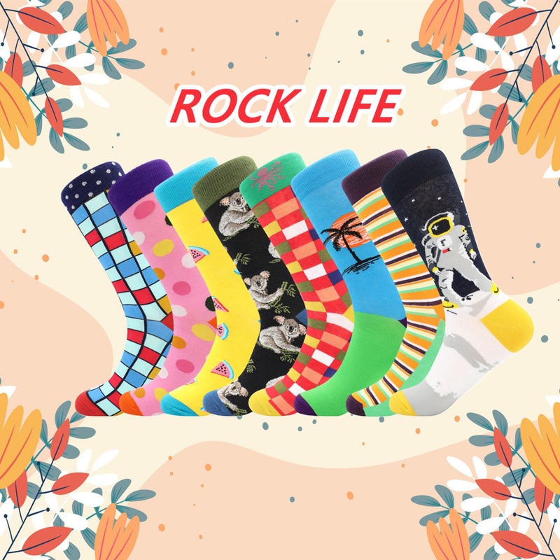 BISOUSOX Mens Dress Socks Funny Fun Colorful Crazy Funky Crew Socks for Men Novelty Happy Cotton Size 9-12 - Image 2